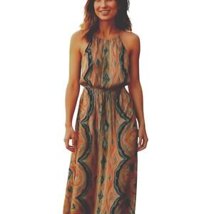 Bisou Bisou 8  Gray BOHO Maxi Women's Sleeveless Sun Dress Miss Size Medium M